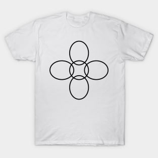 Flower Circle (Black Petals on White) T-Shirt